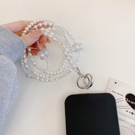 Phone Long Lanyard CHANEL Style Pearl Phone Chain Keychain Ladies Bag Camera Headset Pendant Phone S