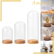 [Amleso2] Decorative Clear Glass Cloche Bell Jar Cloche Jar with Wood Base, Dome Cloche Cover, for Party Office Decor