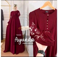 Ayunda Dress Busui Bahan Crinkle Bordir Gaun Pesta Gamis Wanita Terbaru Lebaran 2024 Import Long Dre