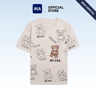 HLA Full Cartoon Bear Printing  Slight Wide Short Sleeve T-Shirt Men - HNTBJ2J558HKY