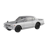 Aoshima 1/24 Rakupla Snap Car Series KPGC10 Skyline HT 2000GT-R 1970 Silver Pre-painted Model 01-SI