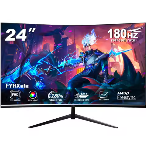 24 inch 180hz Curved Gaming Monitor 165hz 1MS VA FHD Desktop Displays 250cd/m² For PC Monitors Gamer
