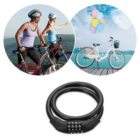 1pc Bicycle Four digit Password Lock Mountain Bike Bicycle Color Anti theft Adjustable Password Wire