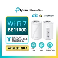 TP-Link Deco BE65 BE11000 Tri-Band WiFi 7 Mesh System – AI Mesh, HomeShield, Multi-Gig Ports (1 / 2 