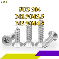 304 stainless steel plum blossom countersunk head/round head with column self-tapping anti-theft scr