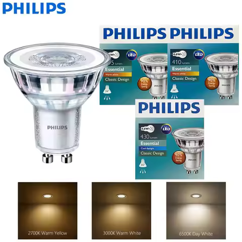 Philips GU10 PAR16 LED Spot Light Essential 4.6W (=50W Halogen) 220-240V 36° Degree Classic White LE
