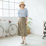 [CUMAR] Elastic Waist Overalls Long Skirt Pink Green