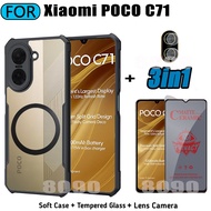 For POCO C71 Shockproof Phone Case POCO C61 C75 C65 C 71 Casing With Magnetic Wireless Charging Stic