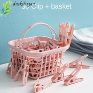 DUCKIHOGAN 30Pcs Laundry Clothespin, Windproof Plastic Clothes Pegs, Small With Basket Hanging Pegs 