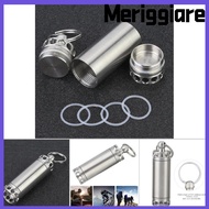 MERIGGIARE Waterproof Pill Container, Mini Silver   Bottle, Durable Stainless Steel Portable Pill Bo