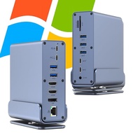USB C Docking Station Triple 4K Display Dual HDMI+DP, 15-in-1 USB C Windows Laptop Dock for Surface