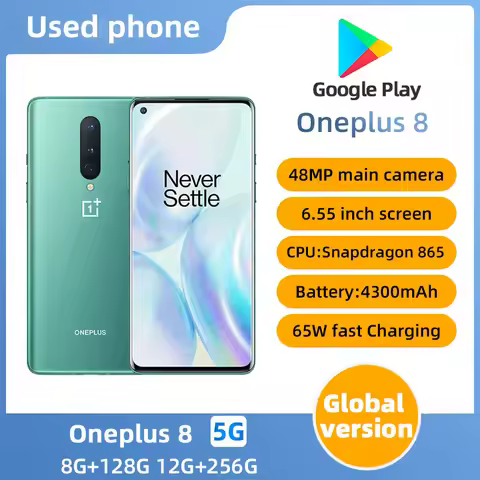 Oneplus 8 5G SmartPhone CPU Qualcomm Snapdragon 865 Battery capacity 4300mAh 48MP Cameraoriginal use