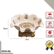 New style round fruit plate with brown brocade pattern, luxurious neoclassical style CB25A-DQ1