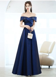 Gaun Pesta 2110019 Navy Biru Dongker Sabrina Party Dress