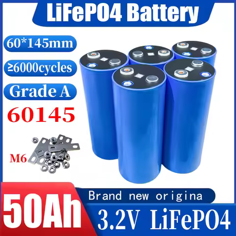 3.2V 50Ah 60145 LiFePO4 Battery Cell 250A Max Discharge Copper Connecting Sheets For Off‑grid Solar 