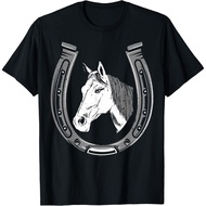 Horse Riding - Horse Head T-Shirt with Horseshoe