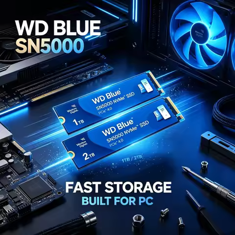 WD Blue SN5000 M.2 2280 PCIe Gen4 NVMe Internal SSD, 1TB/2TB Fast Storage for Laptops Gaming Desktop