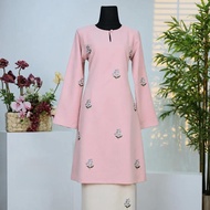 Muslimah 2-Piece Kurung Dress - Round Collar, Long Sleeves, Luxurious Print, Sizes S-7XL