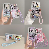 casing realme c3 6i case TPU With a wrist strap，With a brace，Cartoon Mirror，Drop-resistant, KN-ZJ