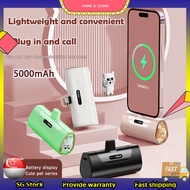 5000mAh Wireless Powerbank Fast Charging With Cable Mini Power Bank Pet Capsule Portable Charger Small Lightweight Power