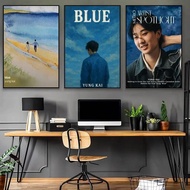 Cetakan poster penyanyi Yung Kai biru, gambar dinding moden, hiasan bilik tamu dan bilik tidur