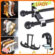 LIAOY 1Pcs Curtain Rod Bracket, Single Double Hang Furniture Hardware Hanger Hook, Aluminum Alloy Crossbar Fixing Clip Rod Support Clamp