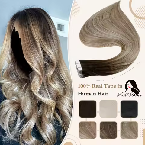 Full Shine Tape in Hair Balayage Color 100% Real Human Hair Extensions 20 Pcs 50g Seamless Tape on H