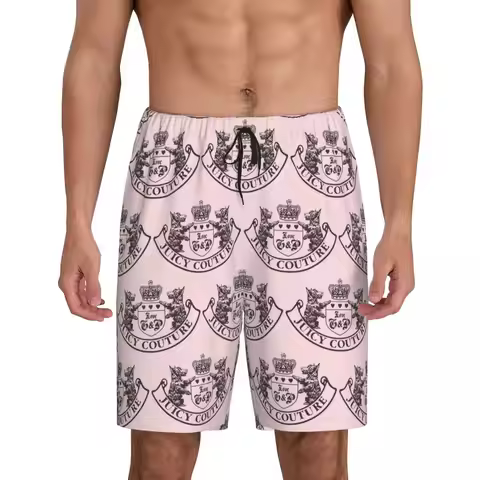 Custom Y2k Juicy Couture Crest Short Pajama Pants Men Sleepwear Sleep Lounge Bottom Shorts Sleeping 