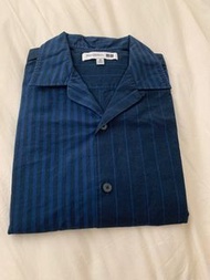 Uniqlo X JW ANDERSON 聯名 拼接條紋開領短袖襯衫 深藍色 XS號