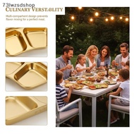 73lwzsdshop]  Grid 2 Grid 3 Grid Stainless Steel Condiment Dish Durable Divider Plate for Sauces Sea