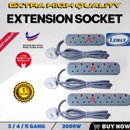 READY STOCK [SIRIM] LEMAX 3,4,5, GANG EXTENSION SOCKET [SIRIM PLUG TOP]2000W TRAILING SOCKET LEMAX 5