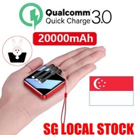 【SG】READY STOCK NEW Mini power bank 20000mah Fast Charging Built-in 3 Cables Digital Display Powerbank Portable Pack Ext