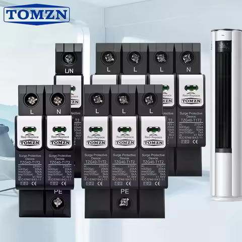 TOMZN TZG40-T1T2 New type 275V 385V AC 8/20μs 20-50kA 10/350μs 7kA Pluggable DIN Rail SPD Surge Prot