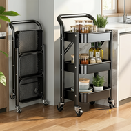 Foldable Trolley Rack Bathroom Organizer Cart With Wheels, Storage Rack for Kitchen and Livingroom推车