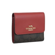 [Coach] Wallet Women's Wallet Mini Signature SIG BLK SM TFD WLTCE930 (BROWN/1941 RED/Red)