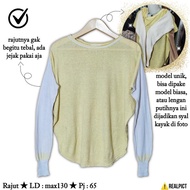 Sweater Rajut UNIK Size L XL Model Syal Lengan Import Tipis Soft Yellow Kuning Muda 2 Warna Tone Len