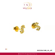 WELL CHIP Dollar Sign Studs Earrings - 916 Gold/Anting-anting Kancing Tanda Dolar - 916 Emas