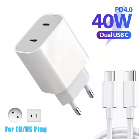 40W USB C Charger Dual PD Fast Charging Adapter ForUniversal USB device Power Adapter QC 3.0 Quick C
