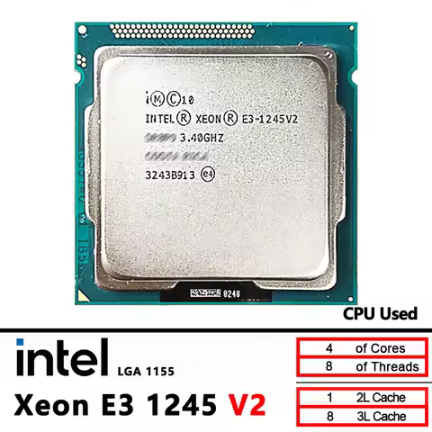 Intel Xeon E3-1245V2 Used E3 1245 V2 3.4 GHz CPU Processor 8M 77W LGA 1155