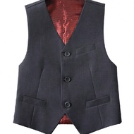 Tween Boys Vest Formal Suit Vest For Wedding Homecoming With Pockets Adjustable Back Strap Dark Grey
