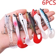 6-Pack Fishing Lure Bait - 9cm/9.5g Red Head Lead Jig, Realistic Fish Simulation for Freshwater/Salt