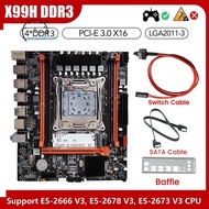 X99H Desktop Motherboard+Switch Cable LGA2011-V3 B85 Chip DDR3X4 ECC Slot M.2 NVME PCI-E 3.0 X16 SAT