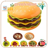 GREATESKOO Stackable Hamburger Plate Set, Burger-Shaped Plastic Mini Dinner Plate, Creative 5/7 Laye