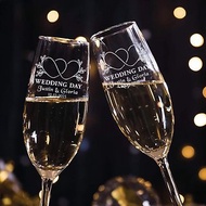 結婚禮物|訂製香檳對杯禮物 紀念禮物新婚禮物 客製化文字雕刻