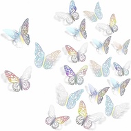 12Pcs 3d Metal Butterfly Sticker 3d Beautiful Wall Lifelike Pattern For Decoration Home Wall Sticker