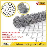 ◺ ▼ ❖ (Per roll) Galvanized Cyclone Wire Farm Fence Wire Graden Fence Wire 12ft x 3ft / 4ft / 5ft /
