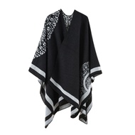 Poncho Coat Thickening Patchwork Imitated Cashmere Soft Touching Women Cape Coat for Cold Weather