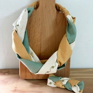 編織髮帶-幸運草黃(電繡)+髮夾+戒指