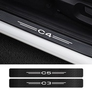 authentic 4PCS Car Door Threshold Scuff Plate Stickers For Citroen C4 C1 C5 C3 C6 C-ELYSEE VTS Auto