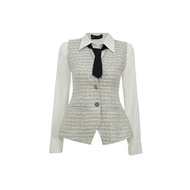 Áo thiết kế cổ sơ mi phối giả gile 2T97.2310TW thiết kế  JM Dress Design